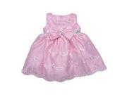 Little Girls Pink Glitter Sequin Bow Accent Embroidered Flower Girl Dress 3T