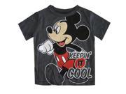 Disney Little Boys Grey Mickey Mouse Keepin It Cool Short Sleeve Tee 2T