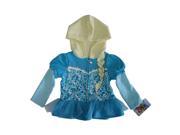 Disney Little Girls Sky Blue Yellow Elsa Glitter Sequin Hooded Shirt 2T