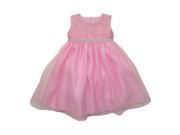 Little Girls Pink Rhinestone Embellished Overlaid Flower Girl Dress 2T
