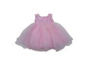 Little Girls Pink Beaded Embroidered Overlaid Flower Girl Dress 2T