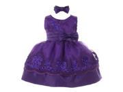 Baby Girls Purple Floral Sequin Embroidered Headband Flower Girl Dress 12M
