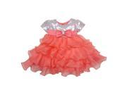 Baby Girls Coral Glitter Sequin Ruffle Tiered Flower Girl Dress 12M