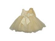 Little Girls Champagne Sequin Beaded Shoulder Overlaid Flower Girl Dress 3T