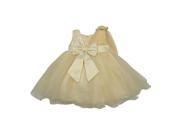 Little Girls Champagne Sequin Beaded Shoulder Overlaid Flower Girl Dress 4T