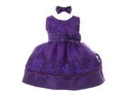 Little Girls Purple Floral Sequin Embroidered Headband Flower Girl Dress 4T