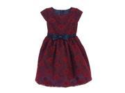 Sweet Kids Little Girls Burgundy Navy Floral Lace Bow Occasion Dress 5