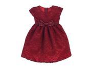 Sweet Kids Baby Girls Burgundy Floral Lace Bow Occasion Dress 24M