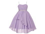 Big Girls Lilac Chiffon Stone Adorned Waist Junior Bridesmaid Dress 16