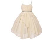 Big Girls Ivory Chiffon Stone Adorned Waist Junior Bridesmaid Dress 16