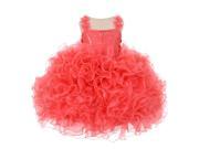 RainKids Little Girls Coral Beaded Cascade Ruffle Organza Pageant Dress 6