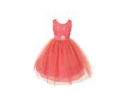 Rain Kids Little Girls Coral Sparkly Tulle Special Occasion Dress 6