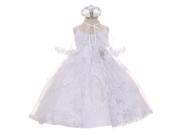 Rain Kids Baby Girls White Embroidered Organza Cape Bows Baptism Dress 12M