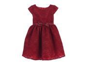 Sweet Kids Little Girls Burgundy Floral Lace Bow Occasion Dress 5