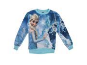 Disney Big Girls Blue Frozen Inspired Elsa Wintery Print Sweater 8