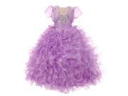 RainKids Big Girls Lilac Heart Shape Beaded Organza Jacket Pageant Dress 10
