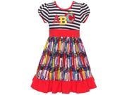 Rare Editions Little Girls Red Navy ABC Letter Applique Striped Dress 2T