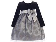 Lito Baby Girls Silver Glitter Snowflake Velvet Tulle Christmas Dress 3 6M