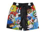 Super Mario Little Boys Black Sky Blue Character Swim Wear Shorts 6