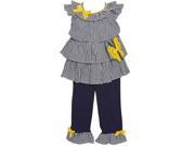 Rare Editions Baby Girls Navy Checkered Butterfly Accent 2 Pc Pant Set 12M