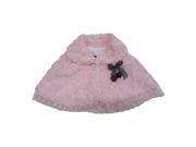 Little Girls Pink Dotted Bow Accent Soft Beautiful Design Faux Fur Cape 3T