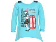 Mini Moca Big Girls Blue London Fashionista Print Lace Detail Shirt 14