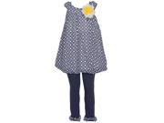Rare Editions Little Girls Navy Patterned Yellow Floral Accent 2 Pc Outfit 3T