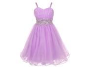 Little Girls Lilac Stone Encrusted Pleated Tulle Party Dress 4