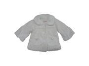 Little Girls Off White Rose Lace Detail Soft Button Faux Fur Jacket 2T