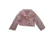 Little Girls Pink Trim Detail Soft Beautiful Design Faux Fur Jacket 4