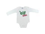 Reflectionz Baby Boys White Elf Size Print Long Sleeved Bodysuit 6M