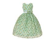 Little Girls Mint Floral Pattern Bow Accent Flower Girl Dress 6