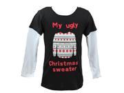 Reflectionz Little Boys Black Christmas Sweater Lettering Long Sleeve Top 4T