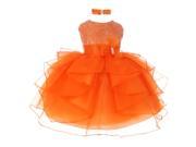 Baby Girls Orange Studded Cascade Ruffle Headband Flower Girl Dress 12M