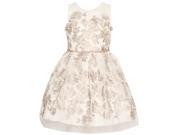 Rare Editions Big Girls White Cream Floral Pattern Glitter Waist Dress 12
