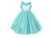 Little Girls Mint Glitter Waist Luscious Shiny Flower Girl Dress 4