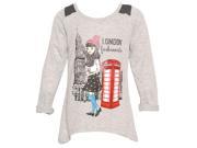 Mini Moca Big Girls Grey London Fashionista Print Lace Detail Shirt 7 8