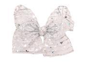 Reflectionz Girls White Silver Glitter Spot Accent Knot Bow Hair Clippie
