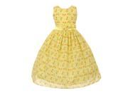 Big Girls Yellow Floral Pattern Bow Accent Junior Bridesmaid Dress 8