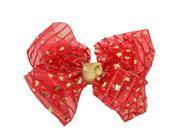 Reflectionz Girls Red Gold Glitter Spot Accent Knot Bow Hair Clippie