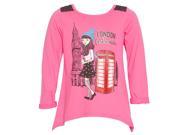 Mini Moca Big Girls Pink London Fashionista Print Lace Detail Shirt 14