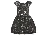 Rare Editions Big Girls Black White Floral Pattern Short Sleeved Dress 12