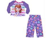 Disney Little Girls Purple Sofia The First Cartoon Print 2 Pc Pajama Set 4T