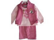 Disney Baby Girls Pink Tinker Bell Printed Vest 3 Pc Pants Set 12M
