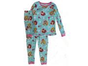 Disney Little Girls Aquamarine Princess Print Allover 2 Pc Pajama Set 5