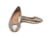L Amour Little Girls Silver Perforated Ballet Flats Casual Shoes 1 Kids