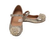 L Amour Little Girls Silver Glitter Floral Special Occasion Flats 8 Toddler