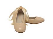 L Amour Little Girls Cream Patent Removable Satin Strap Flats 9 Toddler