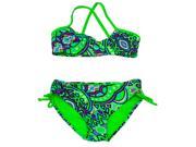 Breaking Waves Little Girls Green Geometric Print Bandeau 2 Pc Swimsuit 5