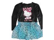 Hello Kitty Little Girls Black Blue Leopard Spot Applique Dress 4